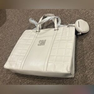NWT! Steve Madden Quilted Tan Tote Pocketbook Bag w/ change purse wallet